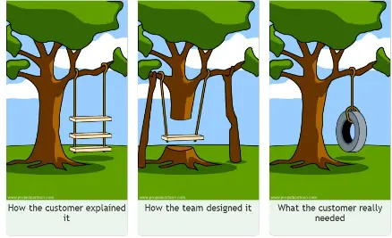 customer wanted vs developer maked.